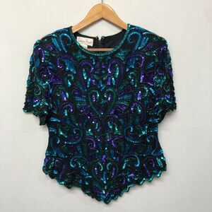 Vintage Laurence Kagar Women Blouse Top Shirt Size XL X-Large 100% Silk B316 -11